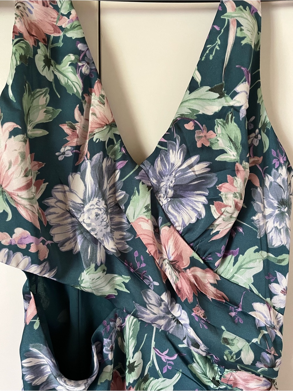 NWT ASTR the Label Dark Floral Teal Cutout Maxi Dress 🩵🖤💜 - Picture 6 of 7